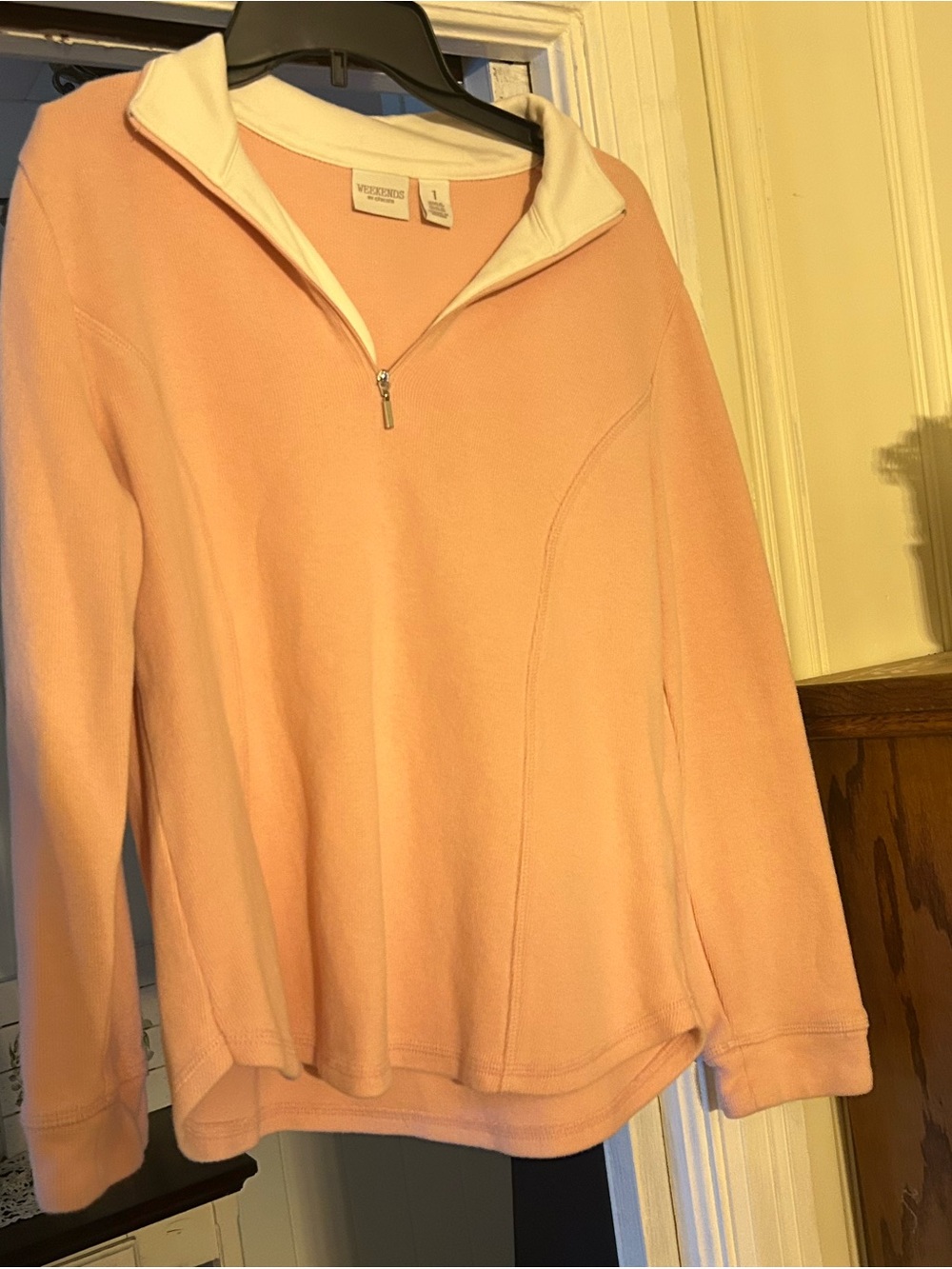 Weekend Casual Women's Pink Quarter-Zip Fleece Sweater